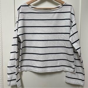 Faherty Shirt Women’s Size Small White Blue Rugby Striped Coastal 100% Cotton